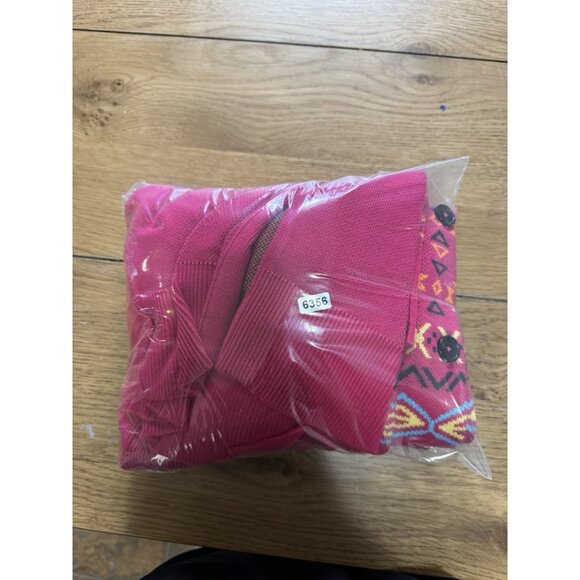 Time For Me Cardigan Women Sweater Sz XL Button Down Aztec Cotton Knit Colorful - Picture 12 of 12